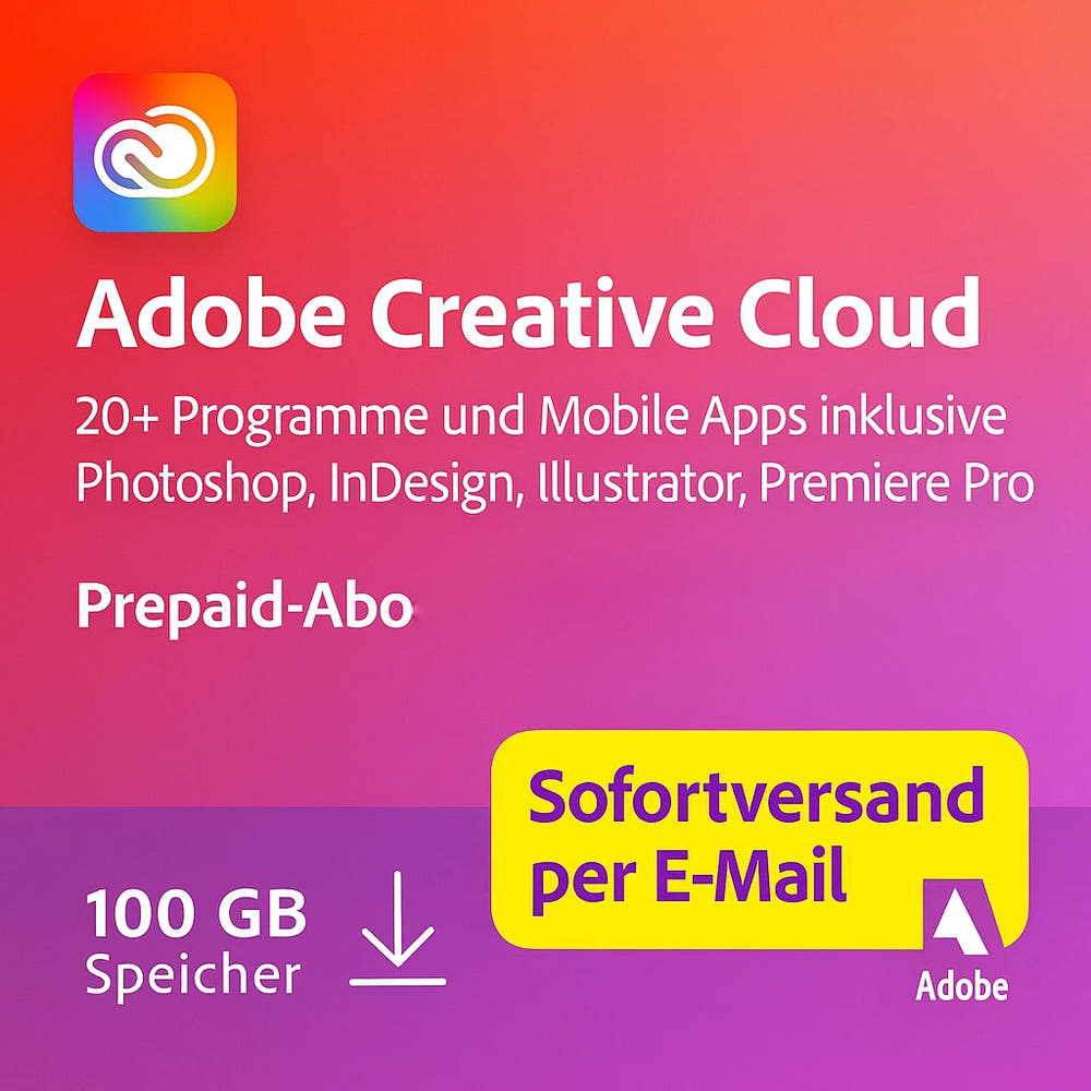 Adobe Creative Cloud 1 Monat | Alle Programme | 100GB Cloud