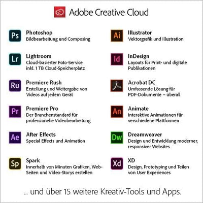 Adobe Creative Cloud | Alle Programme | 100GB Cloud